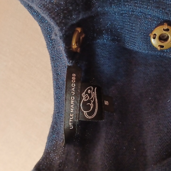 Little Marc Jacobs shimmery sparkle navy blue ruffle cardigan sweater snap up 5 - Picture 5 of 16